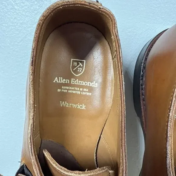 Allen Edmonds Warwick Shoes Men's 9D Monk Strap Loafers Brown Walnut Leather USA - Picture 12 of 16